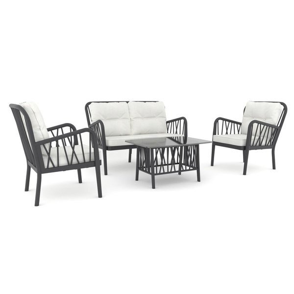 Gala 4 Pc Seating Set w/cushion-Anthracite, Rainbow Outdoor, Mfr#: RBO-GALA-ANT-4PS